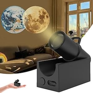 1PCS Mini 2 In 1 Earth Moon Projection Lamp Atmosphere Night Light for Bedroom Party Photography Decor miniinthebox