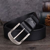 Men's Leather Belt Classic Jean Belt Black Coffee Dermis Retro Traditional Plain Daily Wear Going out Weekend miniinthebox - thumbnail