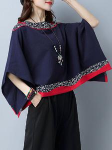 Vintage Stitching Printed Cloak