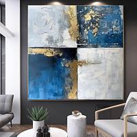 Handmade Luxury Abstract Hanging Painting Modern Simple White Gold Blue Texture Paintings Home Decor For Living Room No Frame Lightinthebox