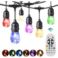 Globe String Lights 15m 15LEDs Outdoor RGB Color Changing 0.5W S14 Edison Shatterproof Plastic Bulbs IP65 Waterproof with Remote Control Suitable for Yard Porch Cafe Backyard Garden miniinthebox - thumbnail