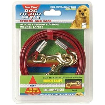 Four Paws Vinyl Coated Steel Cable Dog Tie Out Medium Weight 15 Ft. Four Paws Vinyl Coated Steel Cable Dog Tie Out Medium Weight 15 Ft.