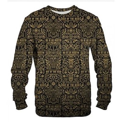Men's Unisex Sweatshirt Graphic Prints Skull Print Street Daily Holiday 3D Print Basic Casual Hoodies Sweatshirts  Long Sleeve Brown Lightinthebox