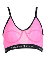 Bright Pink Logo-Trim Bra - thumbnail