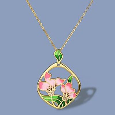Women's Clear AAA Cubic Zirconia Necklace Monogram Floral / Botanicals Ethnic Rustic Vintage Brass Gold 50 cm Necklace Jewelry 1pc For Wedding Anniversary Party Evening miniinthebox