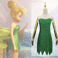 Tinker Bell Princess Fairytale Dress Flower Girl Dress Tulle Dresses Women's Movie Cosplay Cosplay Green Dress Halloween Masquerade Polyester Lightinthebox - thumbnail