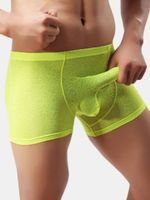 Sexy Underwear Translucent Breathable Elephant Shaped U Convex Stripes Boxers for Men