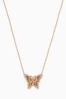 Pastel Fireworks Small Butterfly Sapphire & Diamond Necklace in 18kt Rose Gold - thumbnail