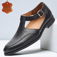 Men's Sandals Leather Shoes British Gentleman Office Career Party Evening Leather Italian Full-Grain Cowhide Breathable Comfortable Slip Resistant Buckle Black Lightinthebox