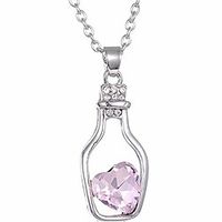 jude jewelers platinum plated heart shape birthstone bottle style pendant necklace (purple) Lightinthebox - thumbnail