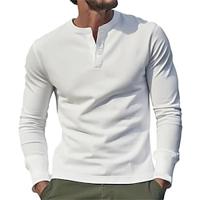 Men's T shirt Tee Henley Shirt Tee Tee Top Long Sleeve Shirt Plain Henley Street Vacation Long Sleeve Clothing Apparel Fashion Designer Basic Lightinthebox