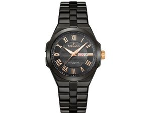 Tornado Mens Analog Black With Rose Gold Index Dial Watch -T8007B-BBBBK