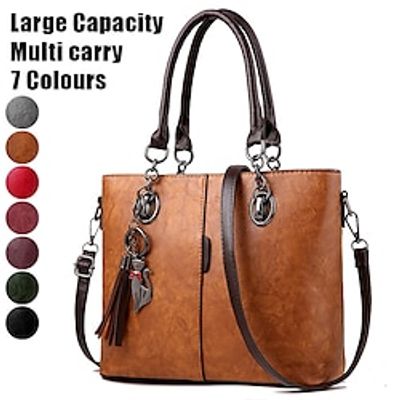 Women's Handbag Crossbody Bag Shoulder Bag Boston Bag PU Leather Office Daily Holiday Pendant Zipper Large Capacity Durable Multi Carry Solid Color claret ArmyGreen Rubber red miniinthebox Women's Handbag Crossbody Bag Shoulder Bag Boston Bag PU Leather Office Daily Holiday Pendant Zipper Large Capacity Durable Multi Carry Solid Color claret ArmyGreen Rubber red miniinthebox