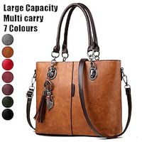 Women's Handbag Crossbody Bag Shoulder Bag Boston Bag PU Leather Office Daily Holiday Pendant Zipper Large Capacity Durable Multi Carry Solid Color claret ArmyGreen Rubber red miniinthebox - thumbnail