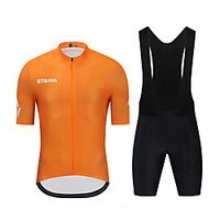 CAWANFLY Men's Short Sleeve Cycling Jersey with Shorts Cycling Pants Spandex Orange  Black Bike Sports Geometic Mountain Bike MTB Road Bike Cycling Clothing Apparel  Micro-elastic  Athleisure Lightinthebox - thumbnail