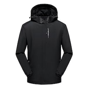 Men's Hoodied Jacket Hiking Jacket Going out Running Quick Dry Rainproof Printing Spring, Fall, Winter, Summer Quotes  Sayings Outdoor Leisure Hooded Regular Black Dark Grey Dark Blue Beige Jacket Lightinthebox