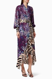 Ruffled Crepe Wrap Dress