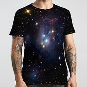 Men's Unisex Tee T shirt Shirt 3D Print Galaxy Graphic Prints Plus Size Print Short Sleeve Casual Tops Basic Designer Big and Tall Round Neck Black / Summer miniinthebox