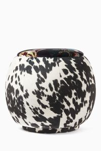 Cow & Floral Print Velvet Queen Pouf