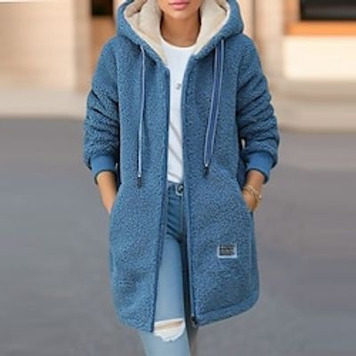 Women's Sherpa Jacket Fleece Teddy Coat Hooded Winter Coat with Pockets Thermal Warm Heated Jacket Fall Drawstring Zip up Comtemporary Stylish Plush Jacket Long Sleeve Pink Blue Green miniinthebox Women's Sherpa Jacket Fleece Teddy Coat Hooded Winter Coat with Pockets Thermal Warm Heated Jacket Fall Drawstring Zip up Comtemporary Stylish Plush Jacket Long Sleeve Pink Blue Green miniinthebox