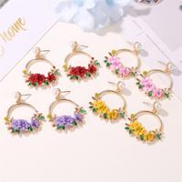 Ins wind sweet flower earrings net red with the same temperament color wreath pearl earrings female cross-border hot selling earrings