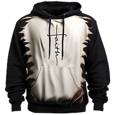 Graphic Letter Fashion Daily Basic Men's 3D Print Hoodie Pullover Sports Outdoor Holiday Vacation Hoodies Black Dark Green Dark Blue Hooded Front Pocket Print Spring   Fall Designer Lightinthebox