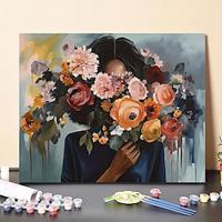 1pc Flower DIY Oil Paint By Numbers For Adults Beginner 16 20 Inch Acrylic Watercolor On Canvas Coloring Paint By Number Kit Perfect For Gift Home Decor Lightinthebox