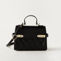 Sasha Quilted Satchel Bag with Button Closure