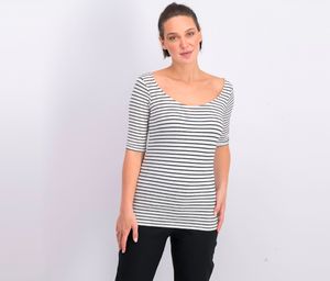 Womens Stripe Top  White/Black
