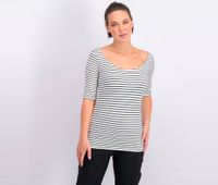 Womens Stripe Top  White/Black - thumbnail