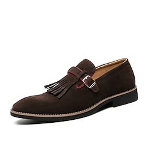 Men's Loafers  Slip-Ons Suede Shoes Dress Shoes Tassel Loafers Monk Shoes Business Casual Wedding Daily Party  Evening Suede Comfortable Slip Resistant Loafer Buckle Brown Green Gray Spring Fall Lightinthebox