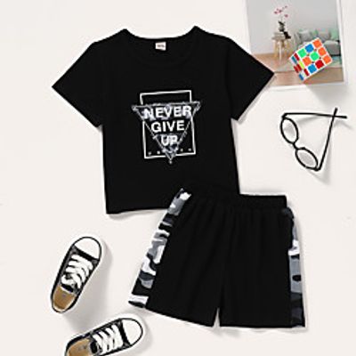 Kids Toddler Girls' Clothing Set Short Sleeve Black Graphic Print Daily Wear Active Regular Above Knee 2-8 Years miniinthebox