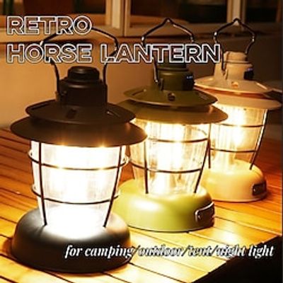 Retro Horse Lantern Outdoor Camping Lamp Dimmable USB Portable Lamp LED Incandescent Bulb Lantern Lightinthebox