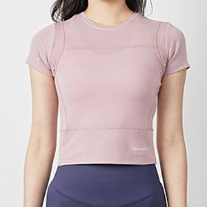 Women's Crew Neck Yoga Top Summer Cropped Cross Back Solid Color Light Coffee Pink Yoga Fitness Gym Workout T Shirt Top Short Sleeve Sport Activewear Moisture Wicking Quick Dry Breathable Comfortable Lightinthebox