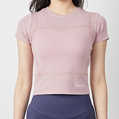 Women's Crew Neck Yoga Top Summer Cropped Cross Back Solid Color Light Coffee Pink Yoga Fitness Gym Workout T Shirt Top Short Sleeve Sport Activewear Moisture Wicking Quick Dry Breathable Comfortable Lightinthebox