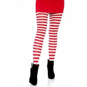 Women's Nylon Striped Tights Santa Claus Elf Long Stockings Christmas Socks Women's Christmas Christmas Eve Accessories miniinthebox