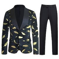 Lake blue Black Pink Men's Party Sequin Suits Patchwork 2 Piece Tailored Fit Single Breasted One-button 2023 miniinthebox