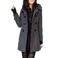 Women's Coat Street Daily Winter Fall Spring Long Coat Regular Fit Elegant  Luxurious Jacket Long Sleeve Black Gray miniinthebox - thumbnail