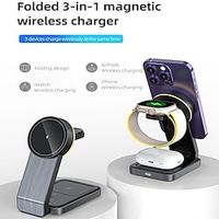 Wireless Charger 15 W Output Power Wireless Charging Station Foldable Charging Station CE Certified Fast Wireless Charging MagSafe Magnetic For Compatible with any wireless charging enabled devices Lightinthebox - thumbnail