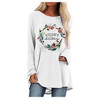 Women's Shift Dress Short Mini Dress Blue Blushing Pink Gray White Black Brown Long Sleeve Floral Letter Print Fall Winter Round Neck Casual Christmas 2021 S M L XL XXL 3XL 4XL 5XL miniinthebox - thumbnail