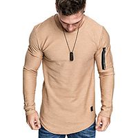 mens fashion athletic t-shirt crewneck shirts solid color pullover black miniinthebox - thumbnail