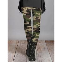 Women's Leggings Camoflage Leopard Pattern Full Length Micro-elastic Medium Waist Active Christmas Causal Deep Green Depression Green S M Fall  Winter Lightinthebox - thumbnail