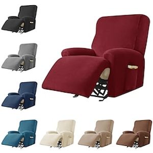Stretch Velvet Recliner Couch Cover, 4-Piece Soft Sofa Cover, Sofa Slipcover with Elastic Loop, Washable Furniture Protector for Kids, Pets, Dogs, Cats miniinthebox