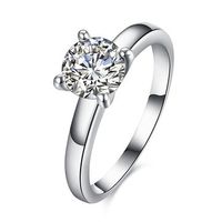 Sweet Wedding Ring Silver Platinum Four Claw Zircon Ring Jewelry Gift