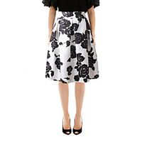 Women's Vacation Casual / Daily Basic Streetwear Skirts Floral / Botanical Pleated Print White miniinthebox - thumbnail