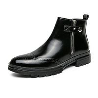 Men's Boots Brogue Dress Shoes Business Outdoor Daily PU Warm Comfortable Slip Resistant Booties  Ankle Boots Zipper Black Brown Fall Winter Lightinthebox - thumbnail