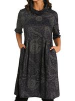 Casual Geometric Round Neckline Knee-Length X-line Dress - thumbnail