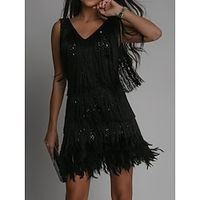 Vintage Roaring 20s 1920s Flapper Dress Prom Dress The Great Gatsby Women's Sequins Tassel Fringe Feather Cosplay Costume Event / Party Festival Dress miniinthebox - thumbnail