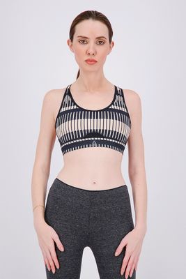 Womens Cardio Hero Power Moto Stripe Sports Bra Black Combo Womens Cardio Hero Power Moto Stripe Sports Bra Black Combo