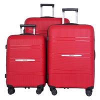 PARA JOHN 3-Piece ABS Hardside Spinner Luggage Trolley Set RED